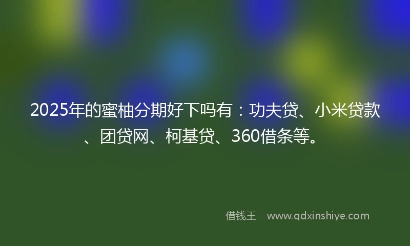 2025年的蜜柚分期好下吗有：功夫贷、小米贷款、团贷网、柯基贷、360借条等。