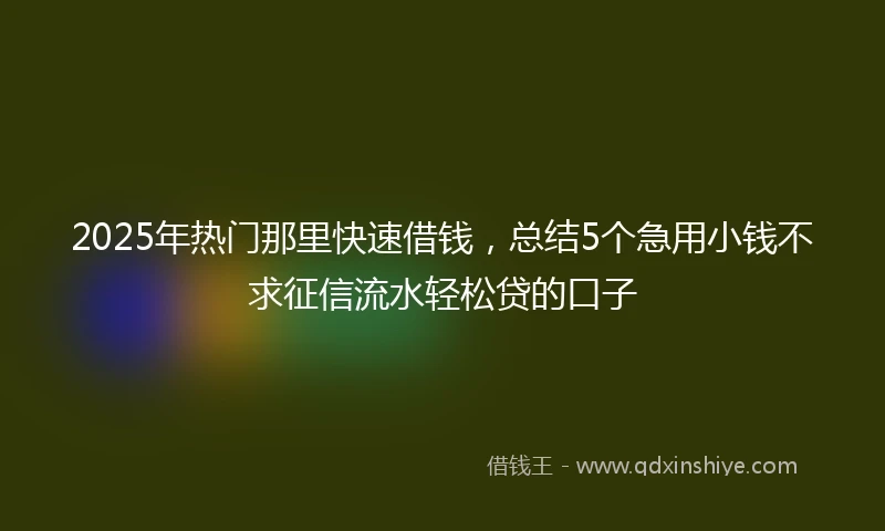 2025年热门那里快速借钱，总结5个急用小钱不求征信流水轻松贷的口子