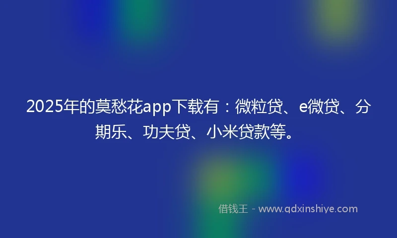 2025年的莫愁花app下载有：微粒贷、e微贷、分期乐、功夫贷、小米贷款等。