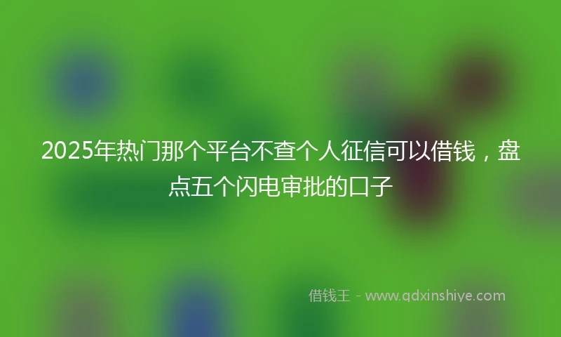 2025年热门那个平台不查个人征信可以借钱，盘点五个闪电审批的口子