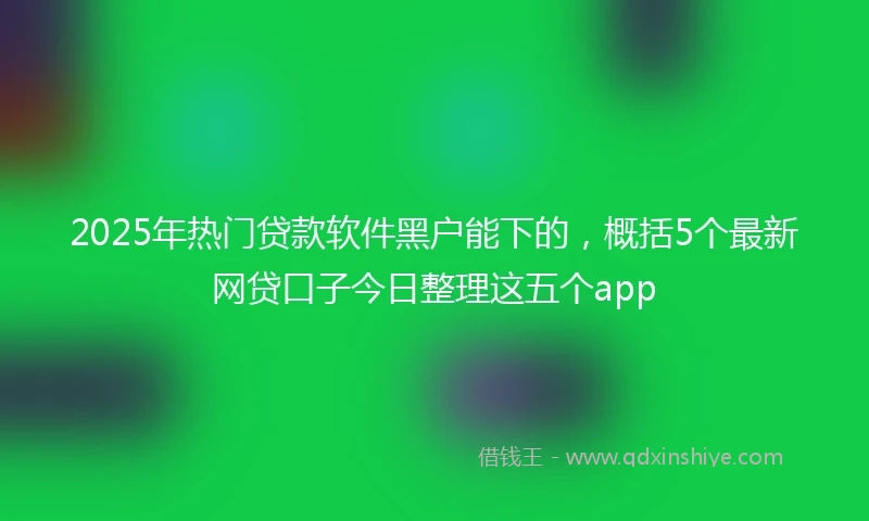 2025年热门贷款软件黑户能下的，概括5个最新网贷口子今日整理这五个app