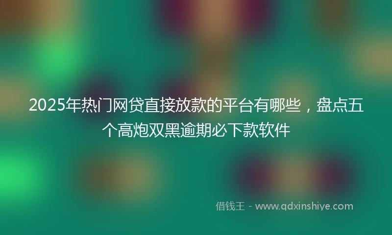 2025年热门网贷直接放款的平台有哪些，盘点五个高炮双黑逾期必下款软件