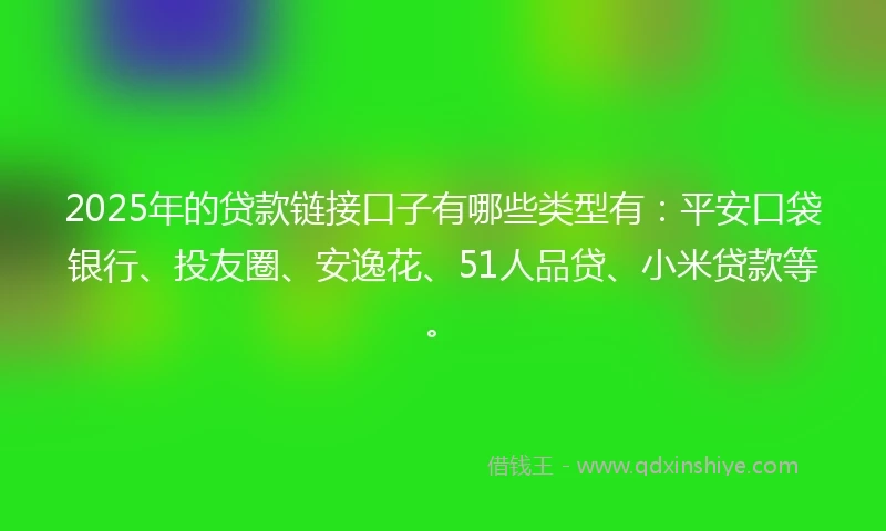 2025年的贷款链接口子有哪些类型有：平安口袋银行、投友圈、安逸花、51人品贷、小米贷款等。