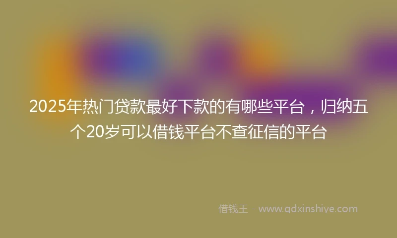 2025年热门贷款最好下款的有哪些平台，归纳五个20岁可以借钱平台不查征信的平台