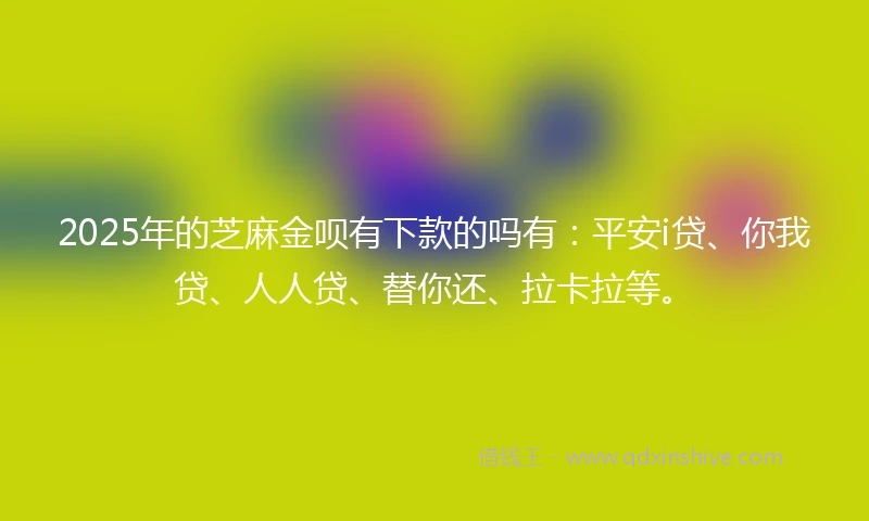 2025年的芝麻金呗有下款的吗有：平安i贷、你我贷、人人贷、替你还、拉卡拉等。
