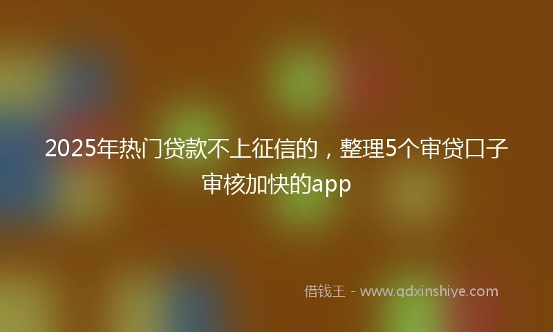 2025年热门贷款不上征信的，整理5个审贷口子审核加快的app