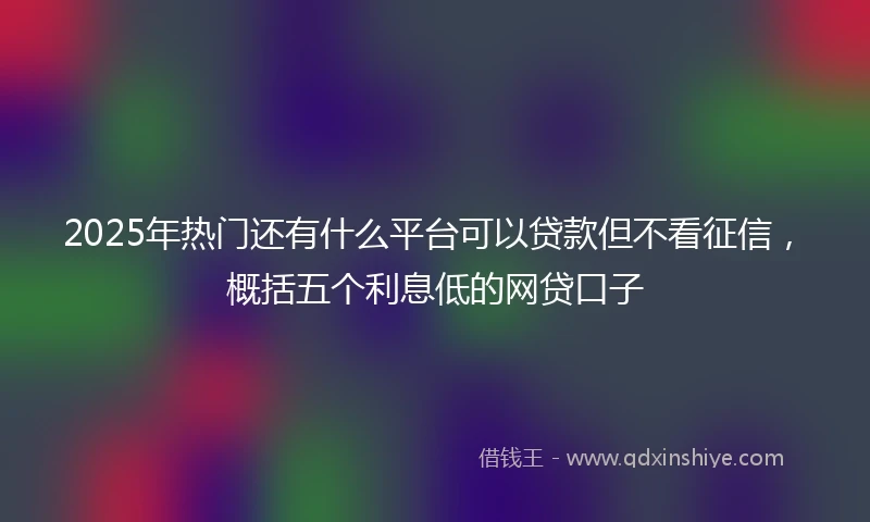 2025年热门还有什么平台可以贷款但不看征信，概括五个利息低的网贷口子