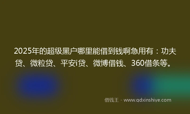2025年的超级黑户哪里能借到钱啊急用有：功夫贷、微粒贷、平安i贷、微博借钱、360借条等。