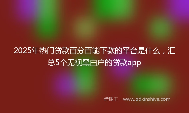 2025年热门贷款百分百能下款的平台是什么，汇总5个无视黑白户的贷款app