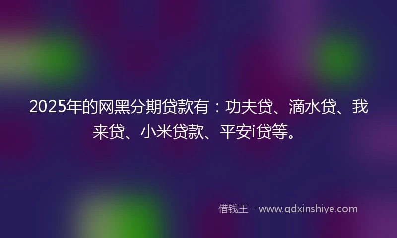 2025年的网黑分期贷款有：功夫贷、滴水贷、我来贷、小米贷款、平安i贷等。