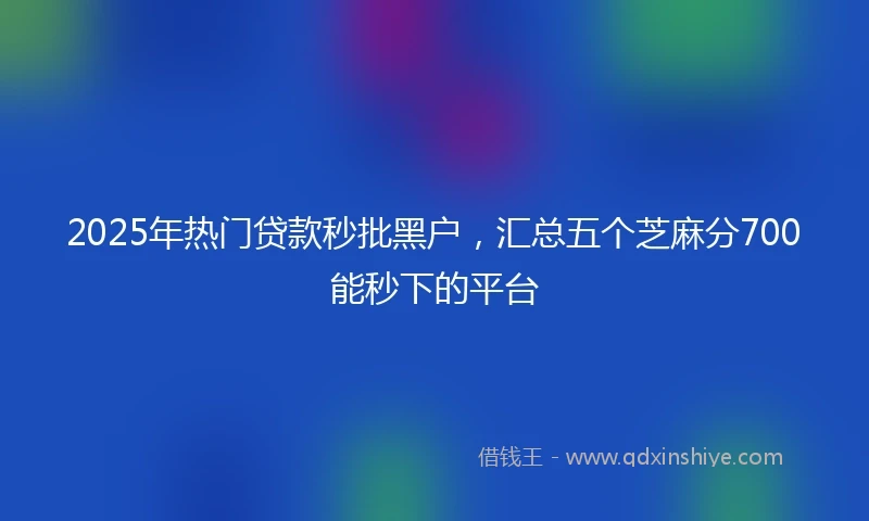 2025年热门贷款秒批黑户，汇总五个芝麻分700能秒下的平台