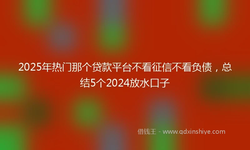 2025年热门那个贷款平台不看征信不看负债，总结5个2024放水口子