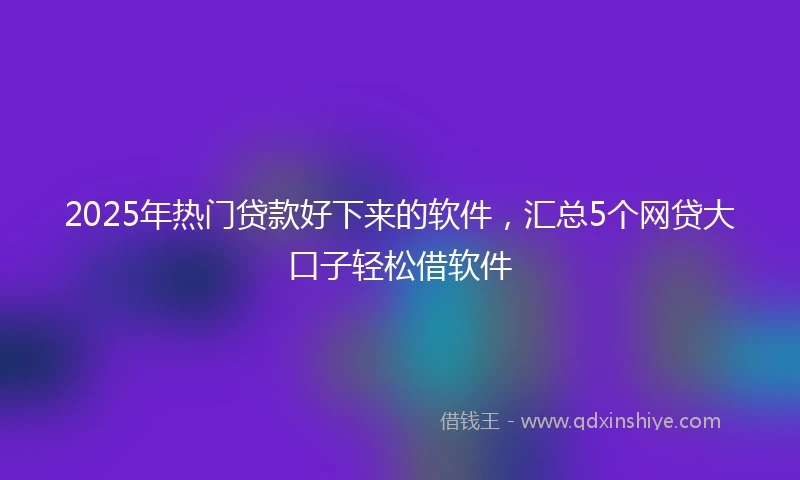 2025年热门贷款好下来的软件，汇总5个网贷大口子轻松借软件