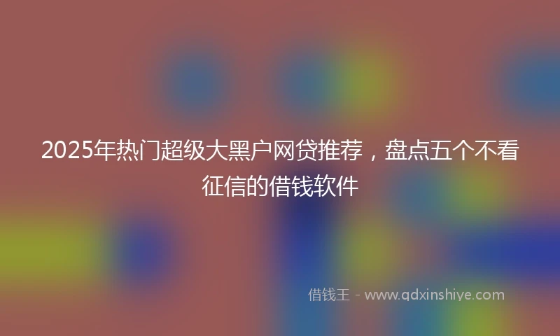 2025年热门超级大黑户网贷推荐，盘点五个不看征信的借钱软件