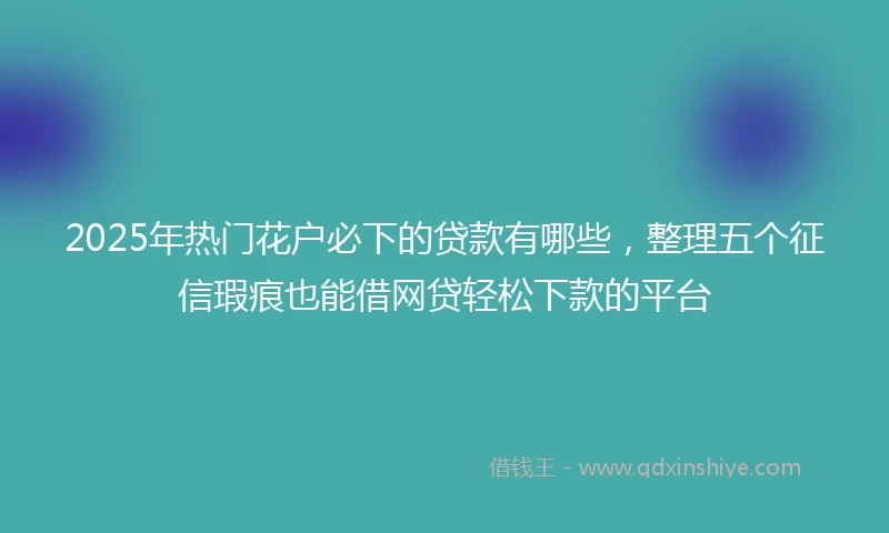 2025年热门花户必下的贷款有哪些，整理五个征信瑕疵也能借网贷轻松下款的平台