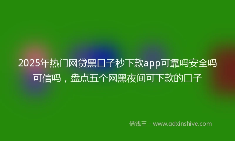2025年热门网贷黑口子秒下款app可靠吗安全吗可信吗，盘点五个网黑夜间可下款的口子