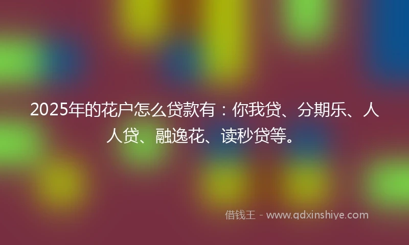 2025年的花户怎么贷款有：你我贷、分期乐、人人贷、融逸花、读秒贷等。
