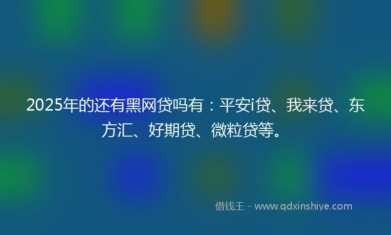 2025年的还有黑网贷吗有：平安i贷、我来贷、东方汇、好期贷、微粒贷等。