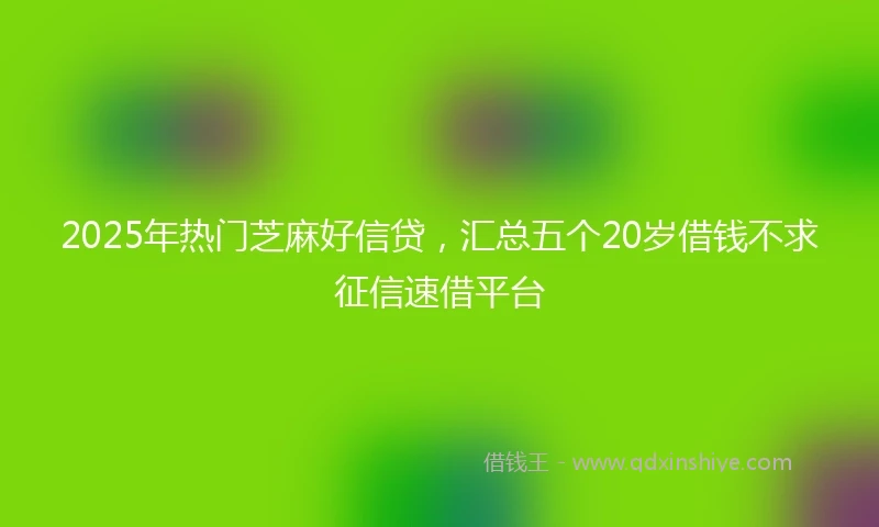 2025年热门芝麻好信贷，汇总五个20岁借钱不求征信速借平台