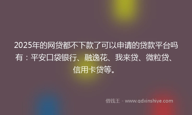 2025年的网贷都不下款了可以申请的贷款平台吗有：平安口袋银行、融逸花、我来贷、微粒贷、信用卡贷等。