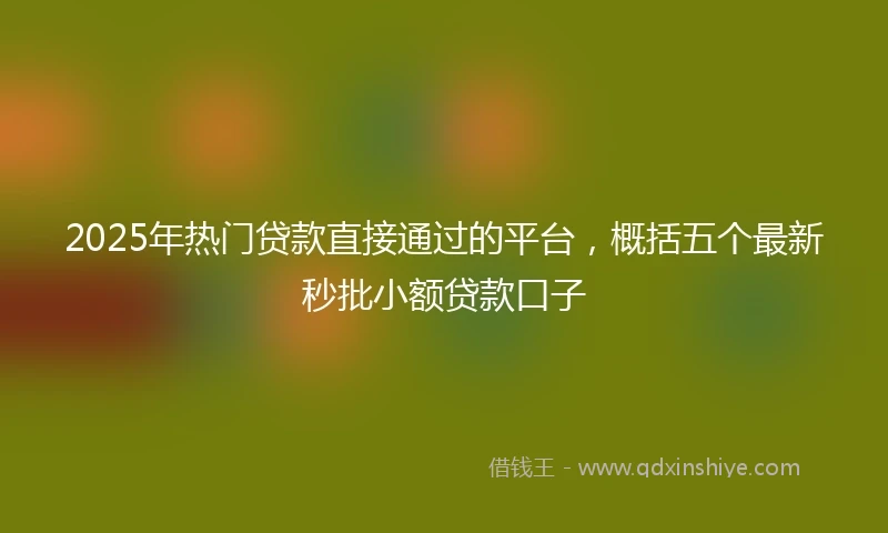 2025年热门贷款直接通过的平台,概括五个最新秒批小额贷款口子