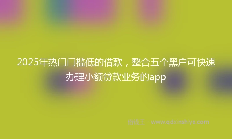 2025年热门门槛低的借款，整合五个黑户可快速办理小额贷款业务的app