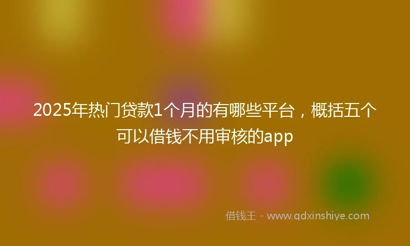 2025年热门贷款1个月的有哪些平台，概括五个可以借钱不用审核的app