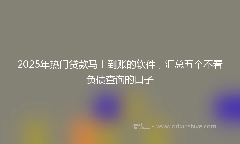 2025年热门贷款马上到账的软件，汇总五个不看负债查询的口子