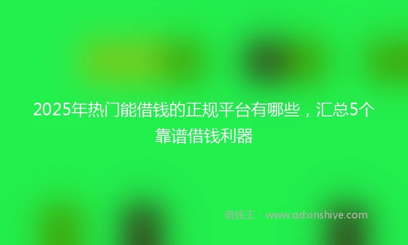 2025年热门能借钱的正规平台有哪些，汇总5个靠谱借钱利器