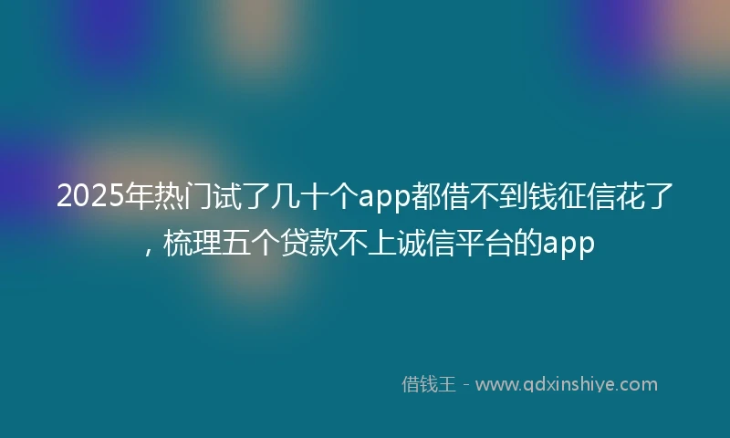 2025年热门试了几十个app都借不到钱征信花了，梳理五个贷款不上诚信平台的app