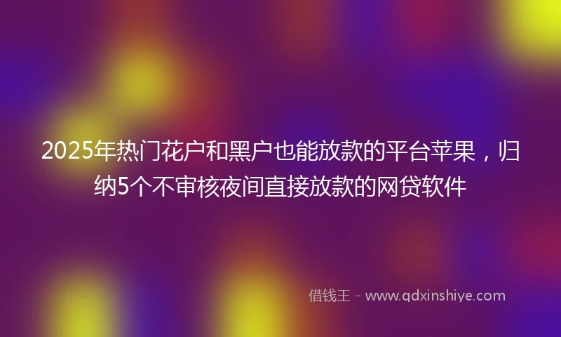 2025年热门花户和黑户也能放款的平台苹果，归纳5个不审核夜间直接放款的网贷软件
