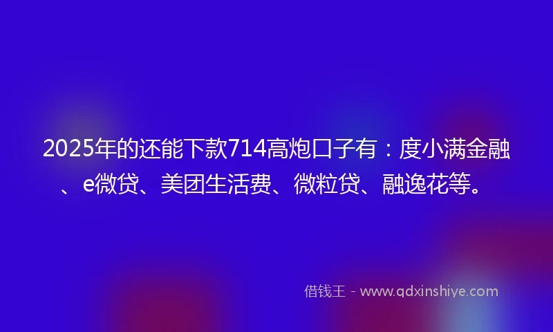 2025年的还能下款714高炮口子有：度小满金融、e微贷、美团生活费、微粒贷、融逸花等。