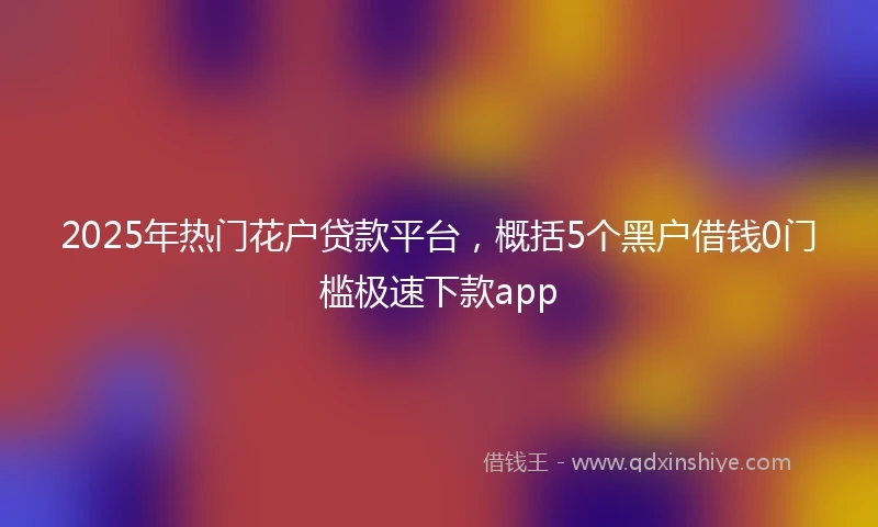 2025年热门花户贷款平台，概括5个黑户借钱0门槛极速下款app