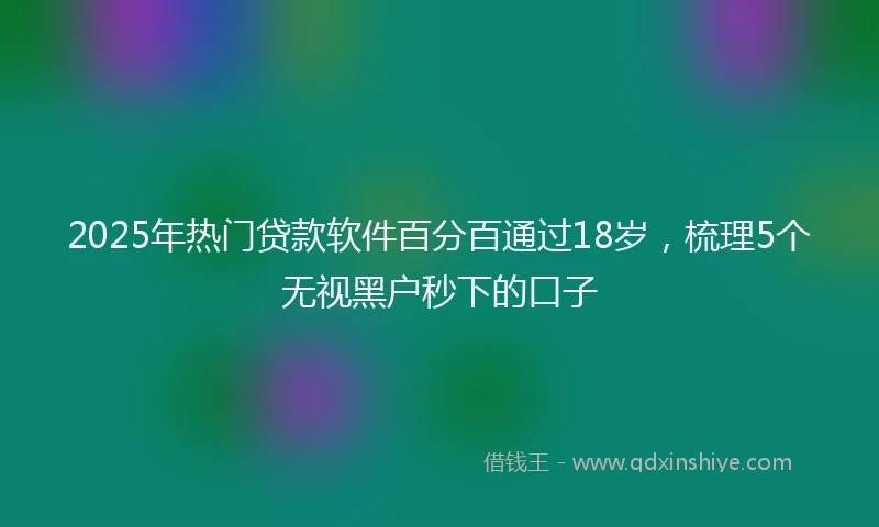2025年热门贷款软件百分百通过18岁，梳理5个无视黑户秒下的口子
