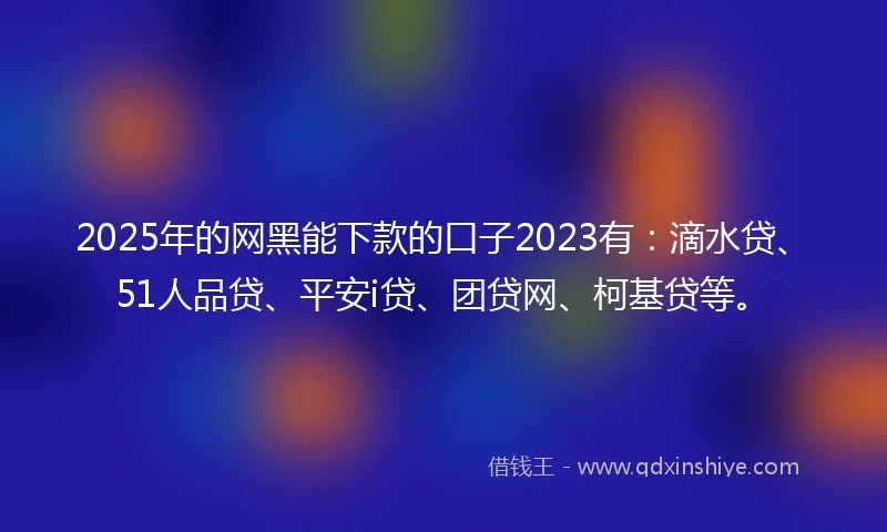 2025年的网黑能下款的口子2023有：滴水贷、51人品贷、平安i贷、团贷网、柯基贷等。