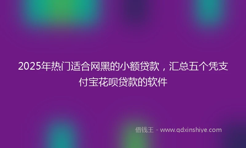2025年热门适合网黑的小额贷款，汇总五个凭支付宝花呗贷款的软件