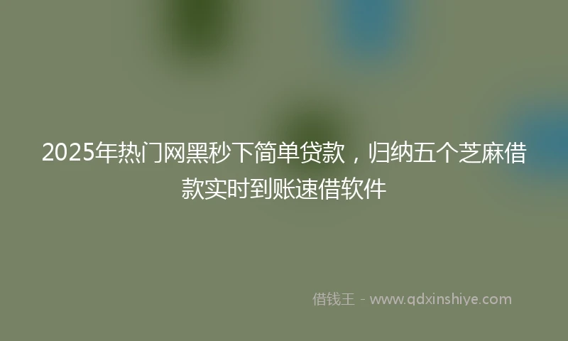 2025年热门网黑秒下简单贷款，归纳五个芝麻借款实时到账速借软件