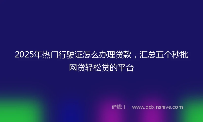 2025年热门行驶证怎么办理贷款，汇总五个秒批网贷轻松贷的平台