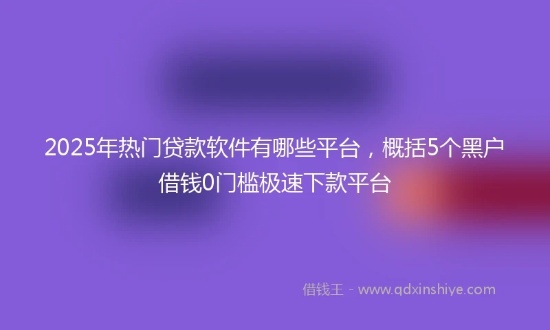 2025年热门贷款软件有哪些平台，概括5个黑户借钱0门槛极速下款平台