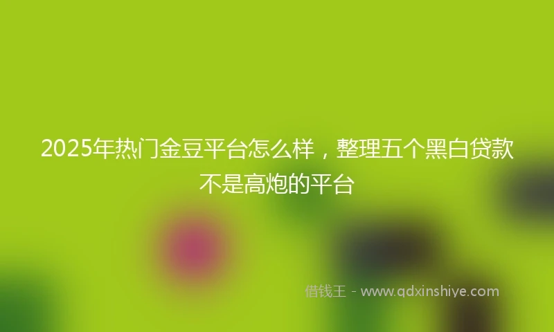 2025年热门金豆平台怎么样，整理五个黑白贷款不是高炮的平台
