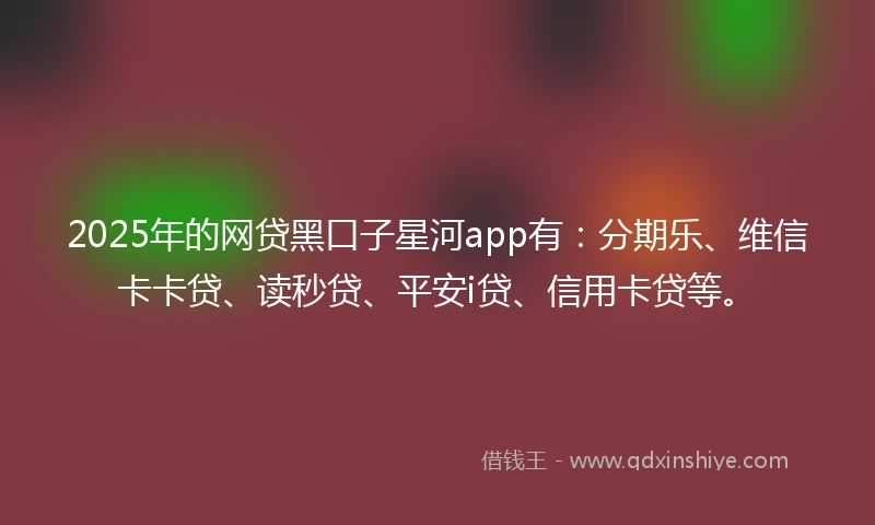 2025年的网贷黑口子星河app有：分期乐、维信卡卡贷、读秒贷、平安i贷、信用卡贷等。