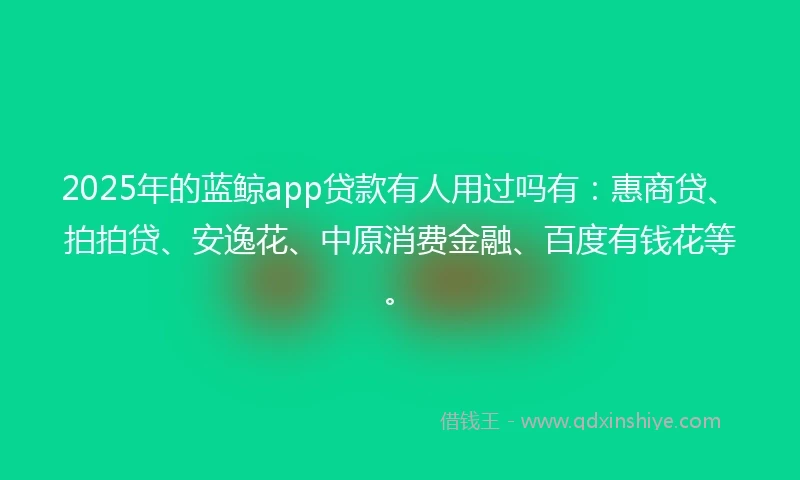 2025年的蓝鲸app贷款有人用过吗有：惠商贷、拍拍贷、安逸花、中原消费金融、百度有钱花等。