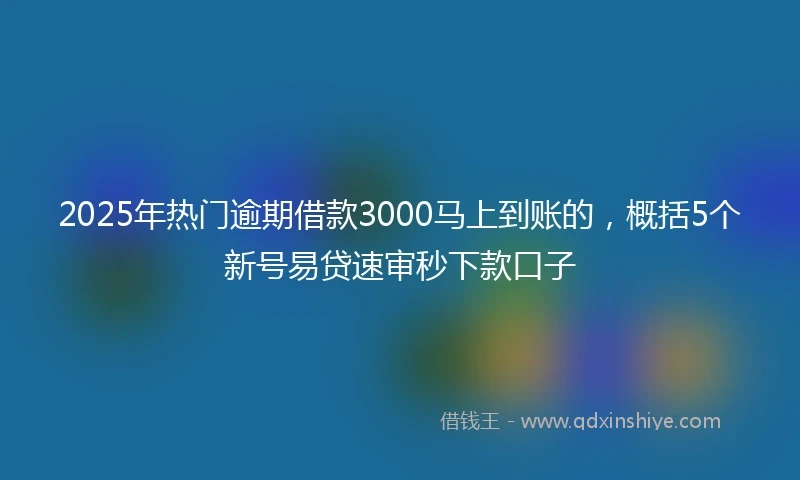 2025年热门逾期借款3000马上到账的，概括5个新号易贷速审秒下款口子