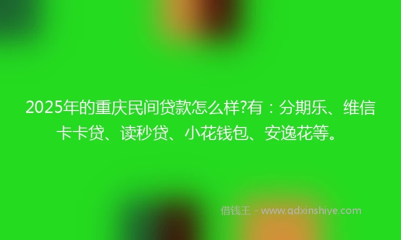 2025年的重庆民间贷款怎么样?有：分期乐、维信卡卡贷、读秒贷、小花钱包、安逸花等。