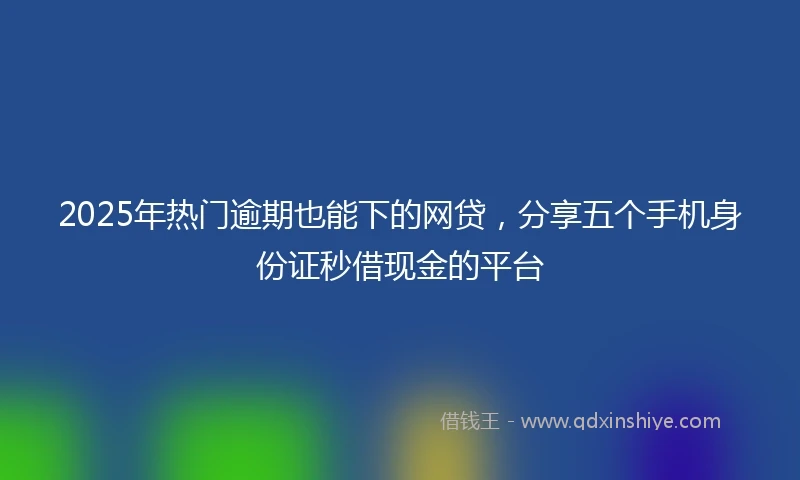 2025年热门逾期也能下的网贷，分享五个手机身份证秒借现金的平台