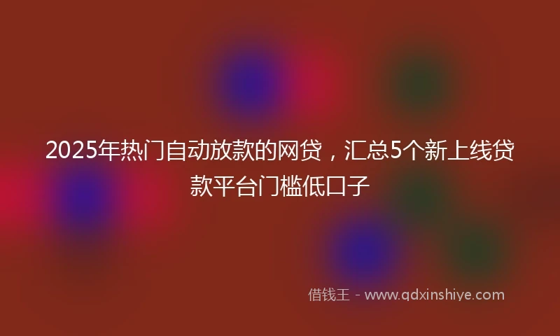2025年热门自动放款的网贷，汇总5个新上线贷款平台门槛低口子