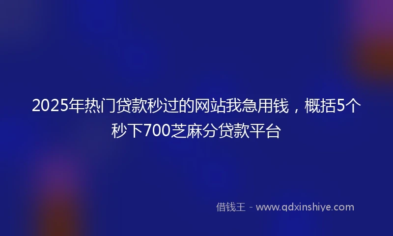 2025年热门贷款秒过的网站我急用钱，概括5个秒下700芝麻分贷款平台