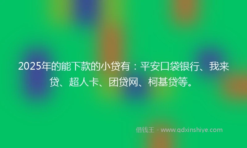 2025年的能下款的小贷有：平安口袋银行、我来贷、超人卡、团贷网、柯基贷等。