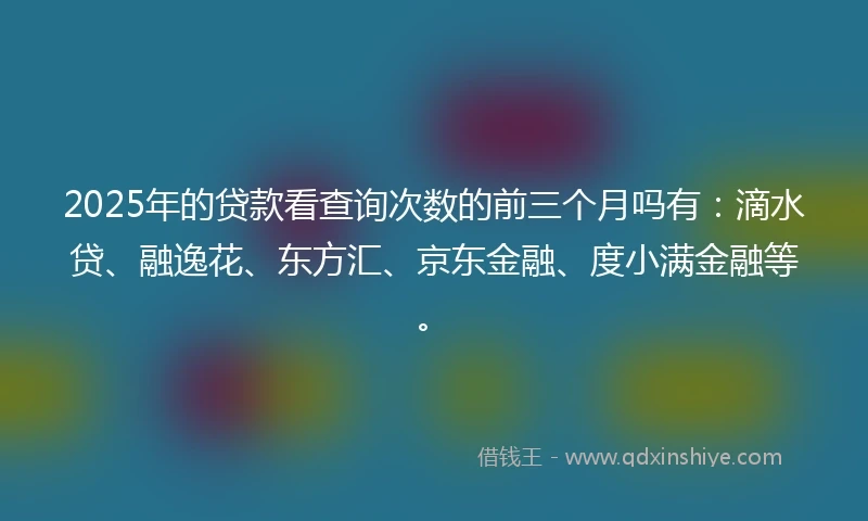 2025年的贷款看查询次数的前三个月吗有：滴水贷、融逸花、东方汇、京东金融、度小满金融等。