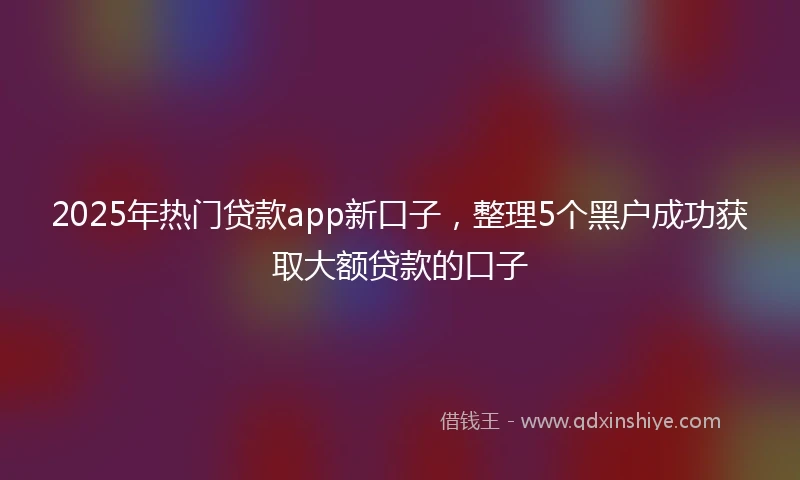 2025年热门贷款app新口子，整理5个黑户成功获取大额贷款的口子